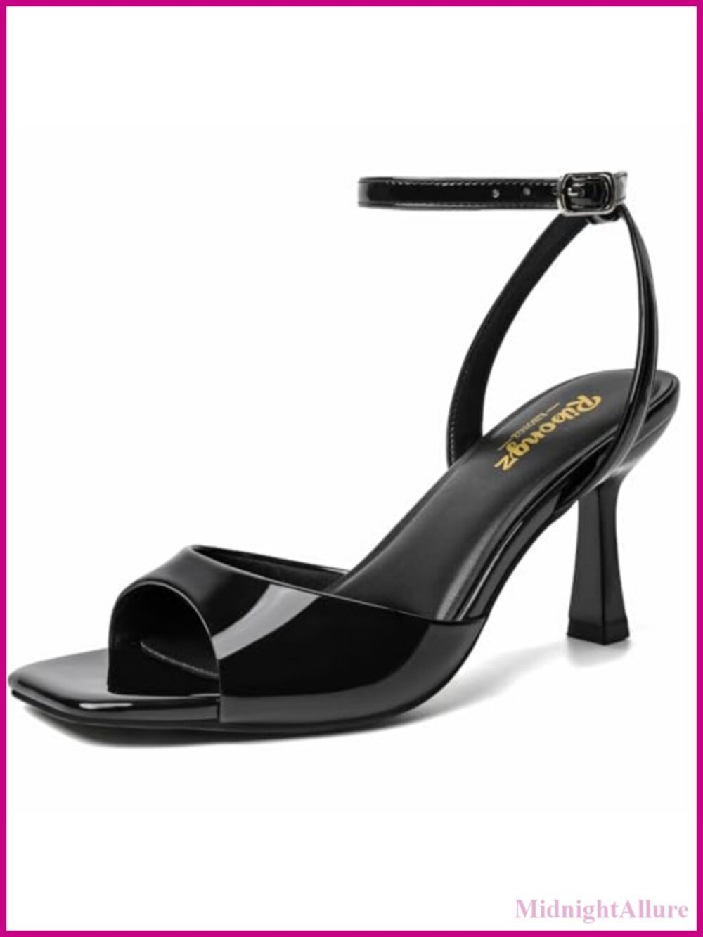 Women's Heeled Sandals Square Open Toe Kitten Strappy Ankle Strap Dress Shoes